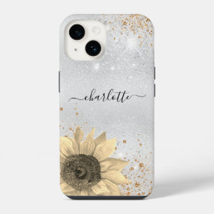 Coque Pour iPhone 14 Parties scintillant d'argent floral nom rustique