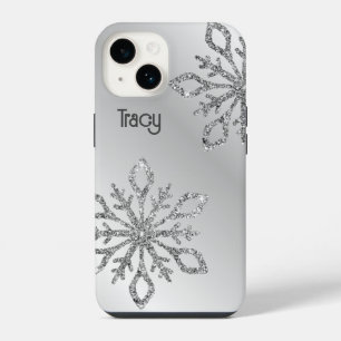 Coque Pour iPhone 14 Parties scintillant d'argent personnalisée Snowfla