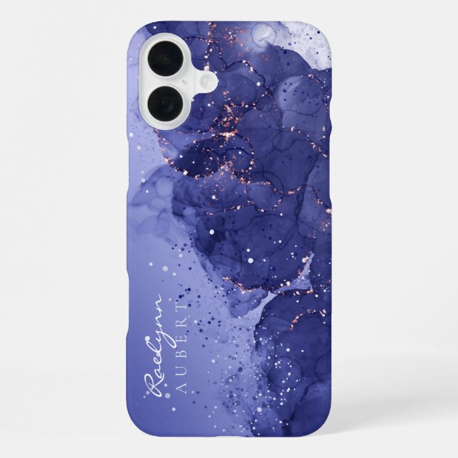Coque iPhone Parties scintillant d'encre couleur violet foncé p (Verso)