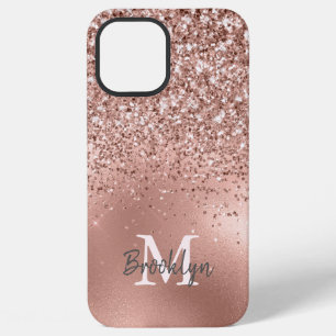 Coque iPhone 12 Pro Max Parties scintillant d'or rose moderne Confetti Mon