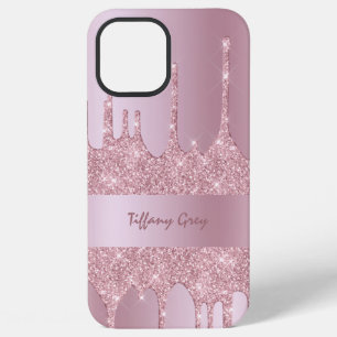 Coque iPhone 12 Pro Max parties scintillant d'or rose rose moderne et desi