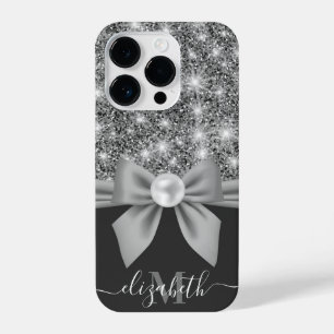 Coque Pour iPhone 14 Plus Parties scintillant en argent et bow