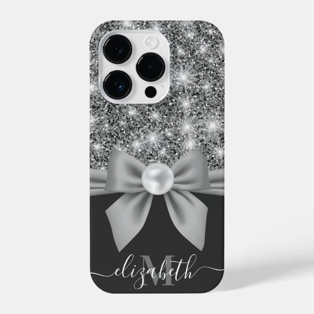 Coque iPhone Parties scintillant en argent et bow (Verso)