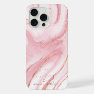 Coque iPhone 15 Pro Max Parties scintillant en or rose Pastel Marbre perso