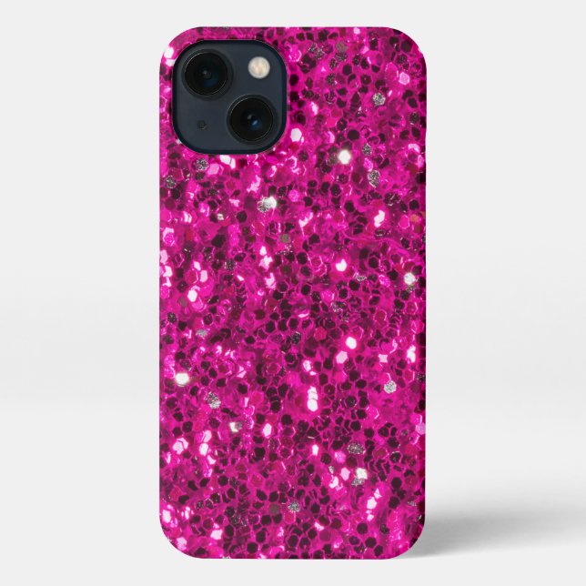 Coque iPhone Parties scintillant étincelante rose chaud (Verso)