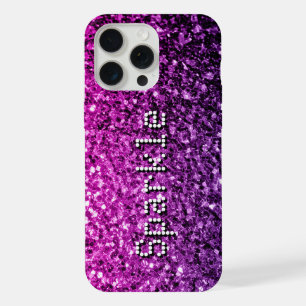 Coque iPhone 15 Pro Max Parties scintillant faux rose pourpre pétille votr