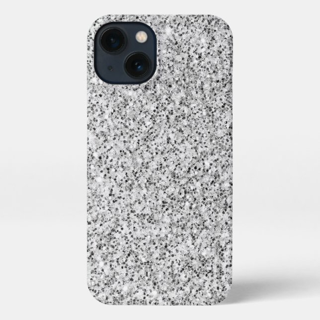 Coque iPhone Parties scintillant gris argent faux étincelles (Verso)