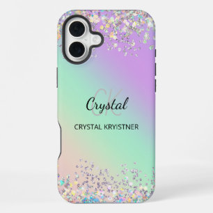 Coque iPhone 16 Plus Parties scintillant Holographique Pastel moderne