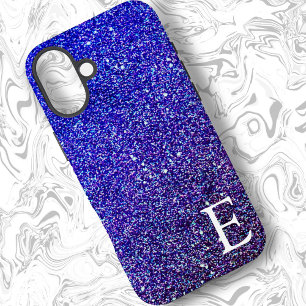 Coque iPhone 16 Plus Parties scintillant imprimée en bleu profond, élég