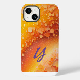 Coque Pour iPhone 14 Parties scintillant jaune orange monogramme