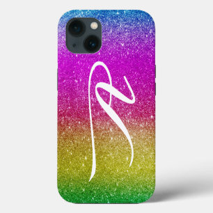 Etui iPhone 13 Parties scintillant Magenta rose pâle avec arc-en-