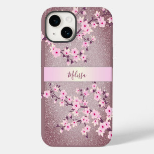 Coque Pour iPhone 14 Parties scintillant Mauve Floral Cerisier Fleurs M
