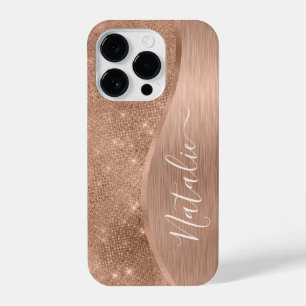Coque Pour iPhone 14 Plus Parties scintillant métal Rose or personnalisé