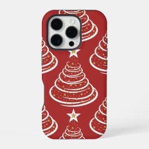 Coque iPhone 16 Pro Parties scintillant minimaliste d'or Arbres de Noë