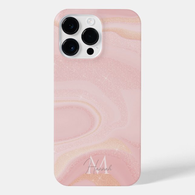 Coque iPhone Parties scintillant moderne Marble rose or Arrière (Verso)