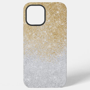 Coque iPhone 12 Pro Max Parties scintillant or et argent Ombre design de l