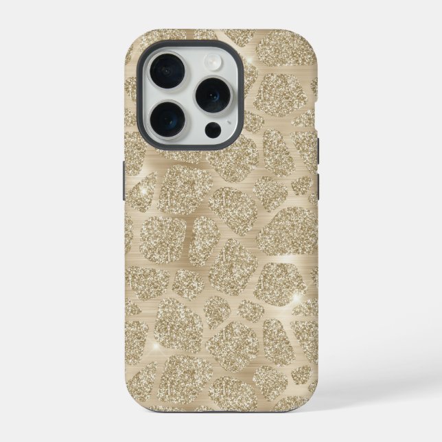 Coque iPhone Parties scintillant or Fancy Cheetah Motif (Verso)