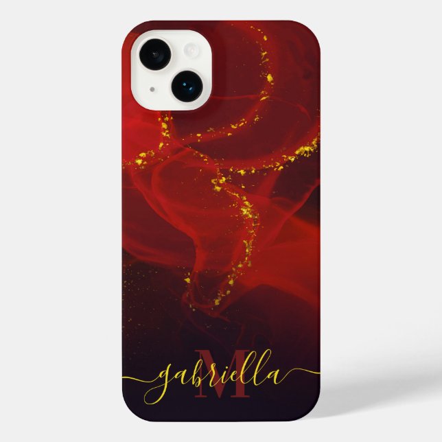 Coque iPhone Parties scintillant or rouge Abstrait (Verso)
