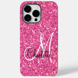 Coque Pour Pour iPhone 14 Pro Max Parties scintillant pétillante rose monogrammée