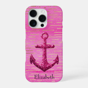 Coque iPhone 16 Pro Parties scintillant rose étincelle Nom de l'Ancre 