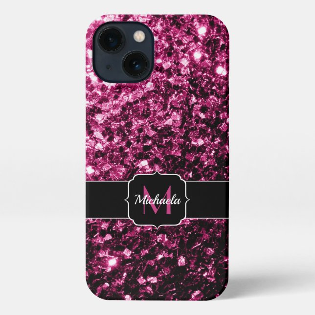 Coque iPhone Parties scintillant rose foncé brillant scintille  (Verso)