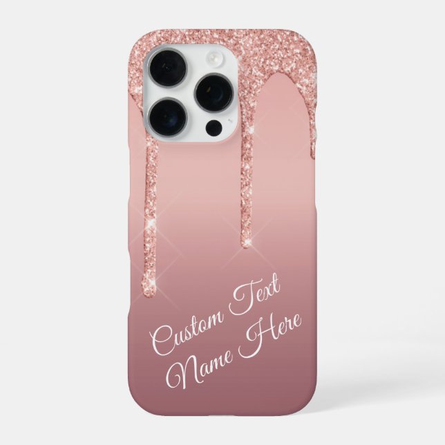 Coque iPhone Parties scintillant rose Gold Blush Votre Nom coqu (Verso)