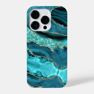 Coque Pour iPhone 14 Plus Parties scintillant turquoise Blue Gold Aqua Turqu
