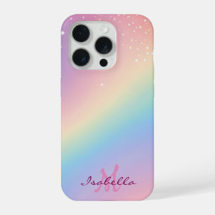 Coque iPhone 15 Pro Parties scintillant Unicorne arc-en-ciel