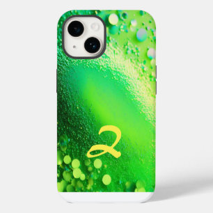 Coque Pour iPhone 14 Parties scintillant verte de chaux monogramme