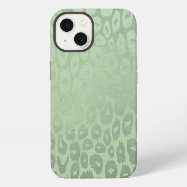 Coque iPhone Parties scintillant verte Léopard Texture (Verso)