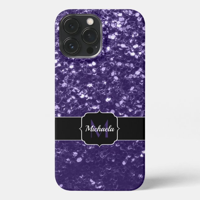 Coque iPhone Parties scintillant violet foncé ultra violet scin (Verso)