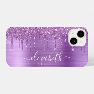 Coque Pour iPhone 14 Parties scintillant violette personnalisée