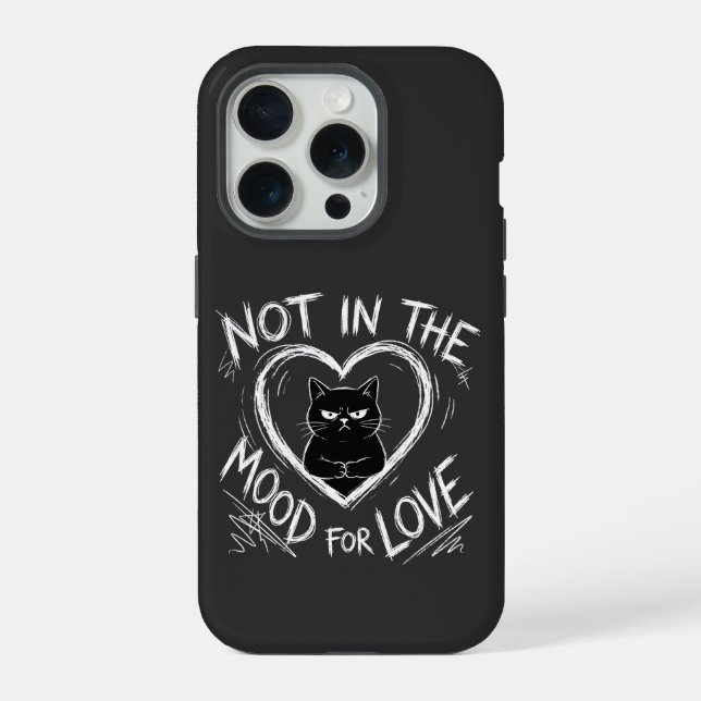 Coque iPhone Pas d'humeur pour l'amour Chat grincheux Sarcastiq (Verso)