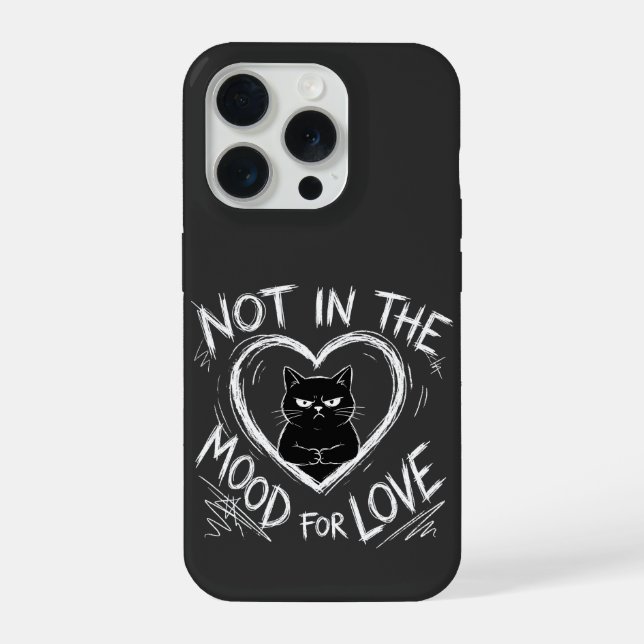 Coque iPhone Pas d'humeur pour l'amour Chat grincheux Sarcastiq (Verso)