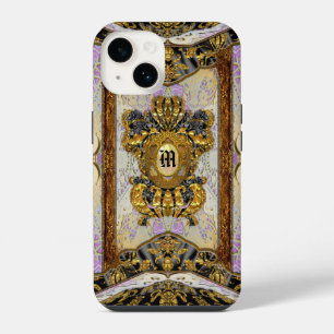 Coque Pour iPhone 14 Passementerie Madeline Élégant Damas Monogramme