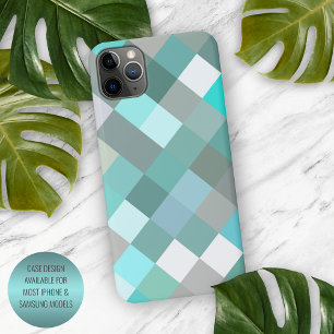 Coque iPhone 11Pro Max Pastel Aqua Turquoise Jade Green Pixel Block Art