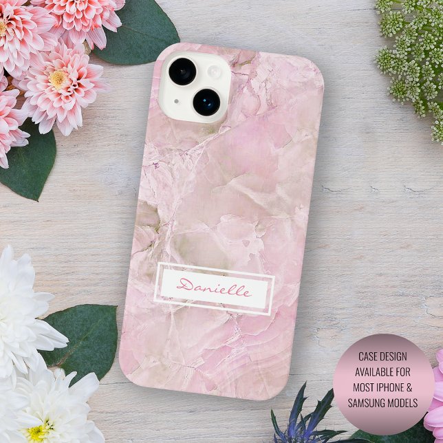 Coque iPhone Pastel Blush rose Grey Agate Marbre Art Motif (Créateur téléchargé)