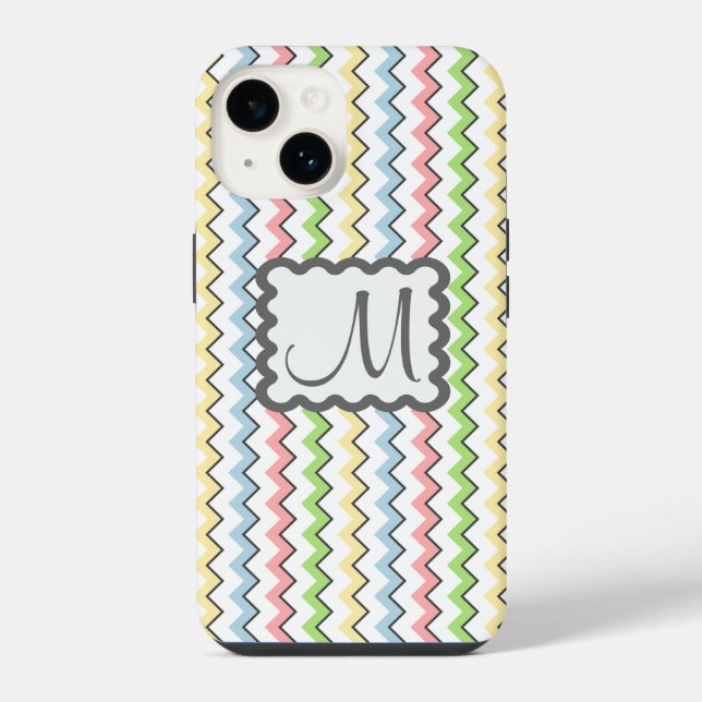 Coque iPhone Pastel Chevron avec Monogram de Shirley Taylor (Verso)