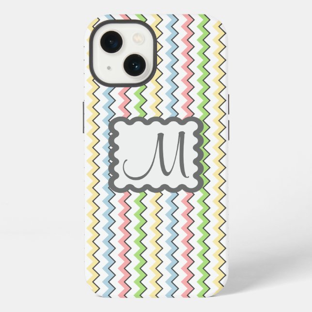 Coque iPhone Pastel Chevron avec Monogram de Shirley Taylor (Verso)