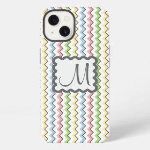 Etui iPhone 13 Pastel Chevron avec monogramme par Shirley Taylor