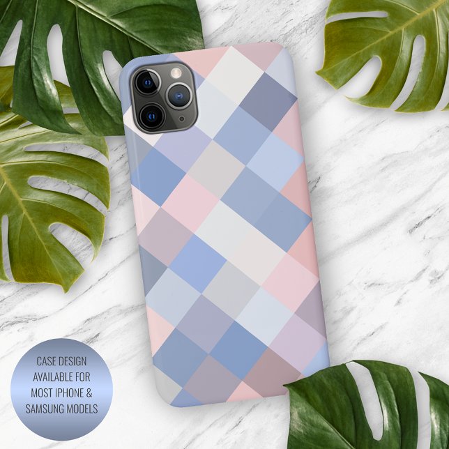 Coque iPhone Pastel Coral Blush violet rose bleu Pixel Art (Créateur téléchargé)