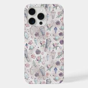 Coque iPhone 15 Pro Max Pastel Goth Cristaux et Roses – Mystique Sorcière