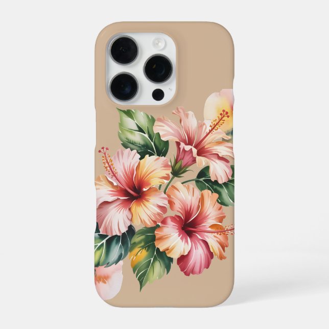 Coque iPhone Pastel hibiscus watercolor (Verso)
