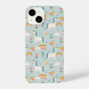 Coque Pour iPhone 14 Pastel mignon Rainbow Unicorn Motif