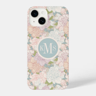 Coque Pour iPhone 14 Pastel Peony & Butterfly Flower Motif