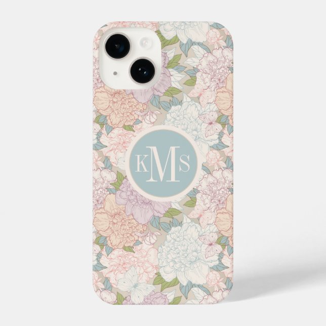 Coque iPhone Pastel Peony & Butterfly Flower Motif (Verso)