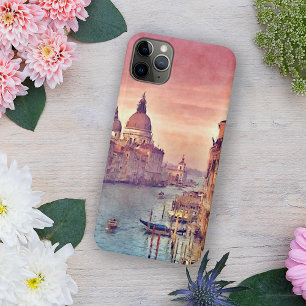 Coque iPhone 11Pro Max Pastel Pink Blue Venice Canal Grande Aquarelle