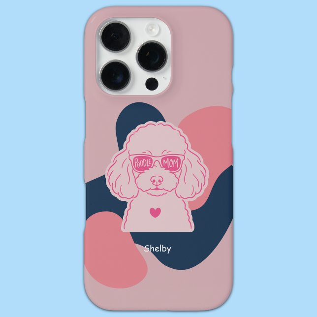 Coque iPhone Pastel Poodle Mom Custom Name Phone Case (Créateur téléchargé)