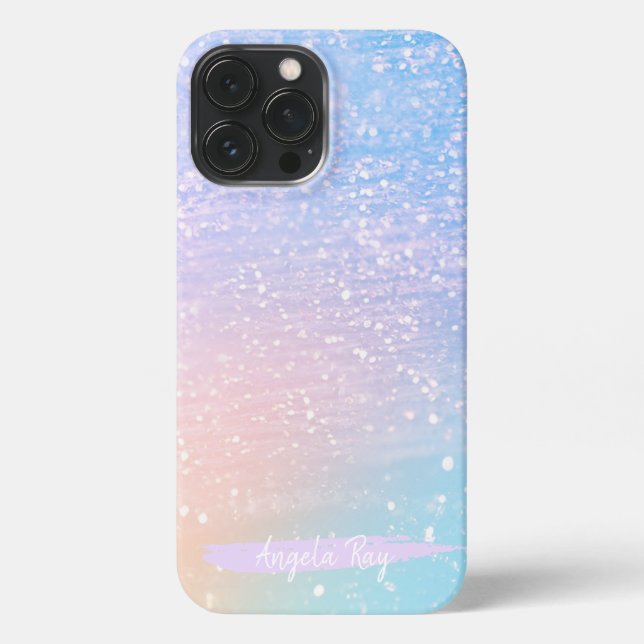 Coque iPhone Pastel Rainbow Parties scintillant moderne Glam co (Verso)