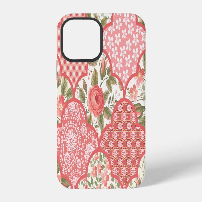 Coque iPhone Pastel Rose Motif à patchwork floral (Verso)